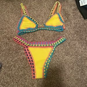 Yellow triangle bikini set